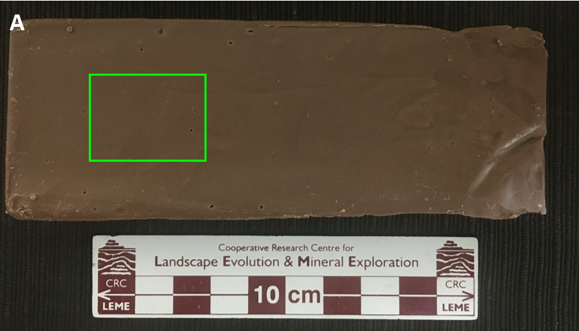 Chocolate area scanned by micro-XRF