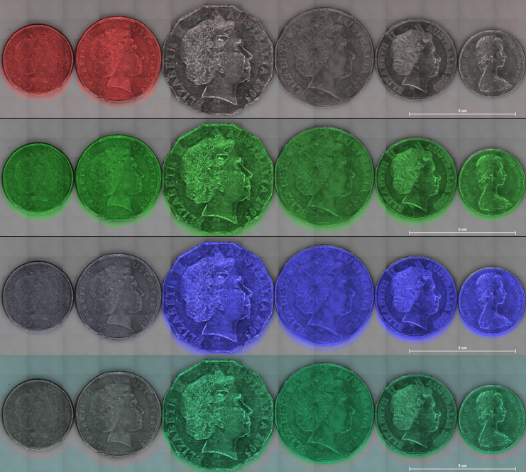 micro-XRF elemental map of coins